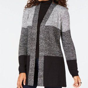 Open-front cardigan from Karen Scott gray black